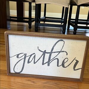 Primitives by Kathy Rustic Gather Sign - Gray and White/Cream